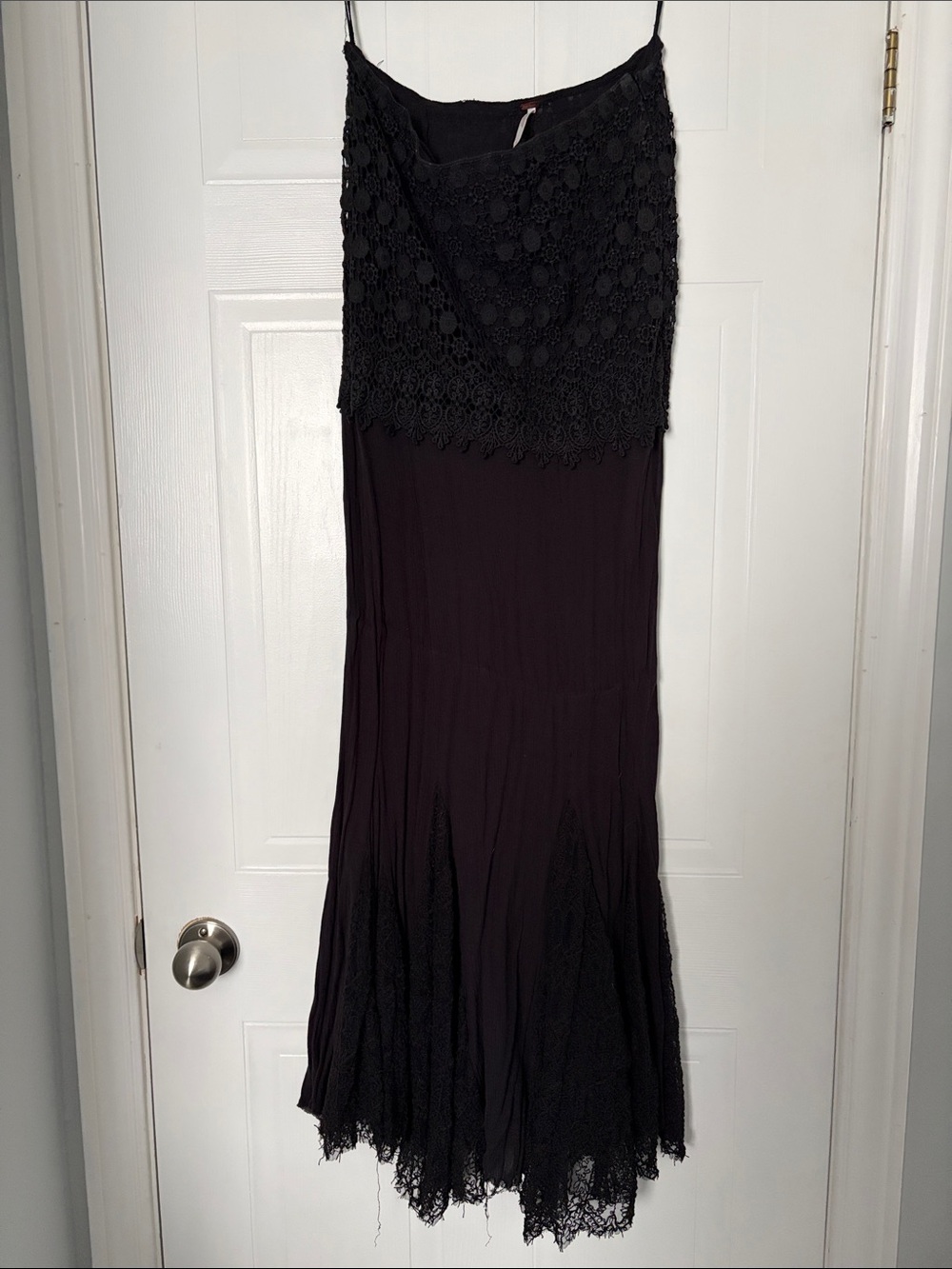 Free People Black Lace Bodice Strapless Maxi Dress- 6